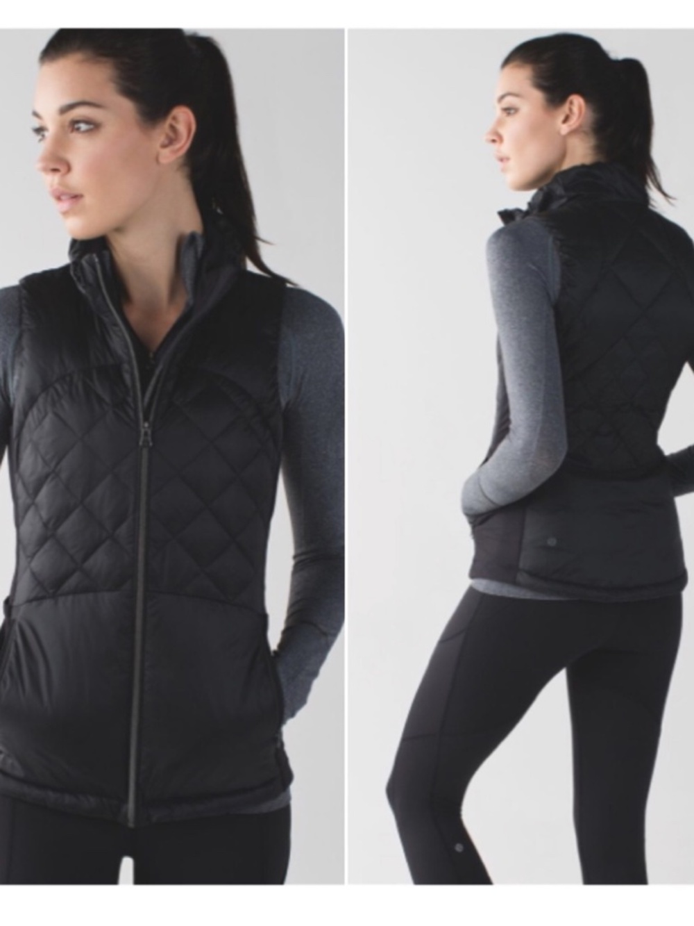 Lululemon Black Down For a Run Vest Goose Down Filled